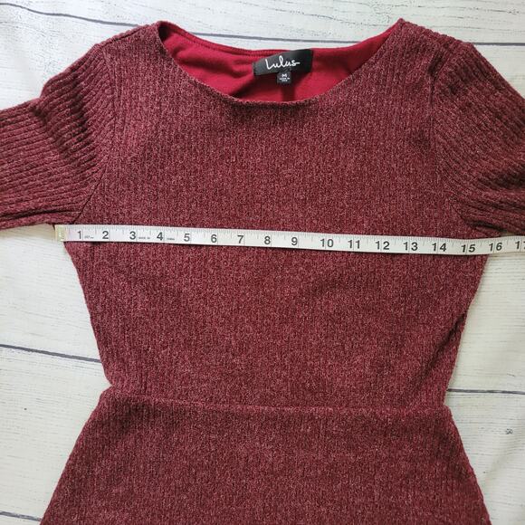 Lulus Size M London Lovely Heather Burgundy Skater Dress Fit and Flare Minimal - Picture 7 of 10